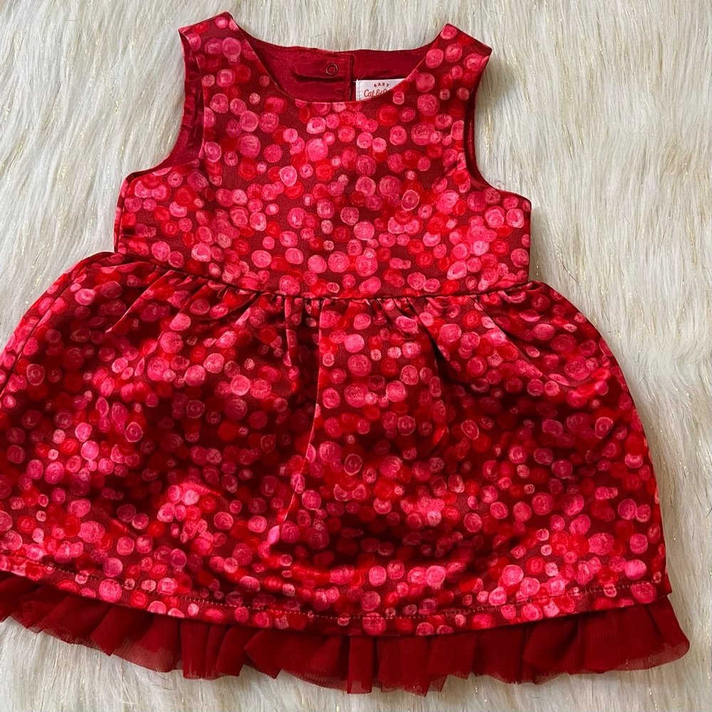 Cat & Jack NWT Children Red Baby Girl Dress and Bottom set kids size 6-9M